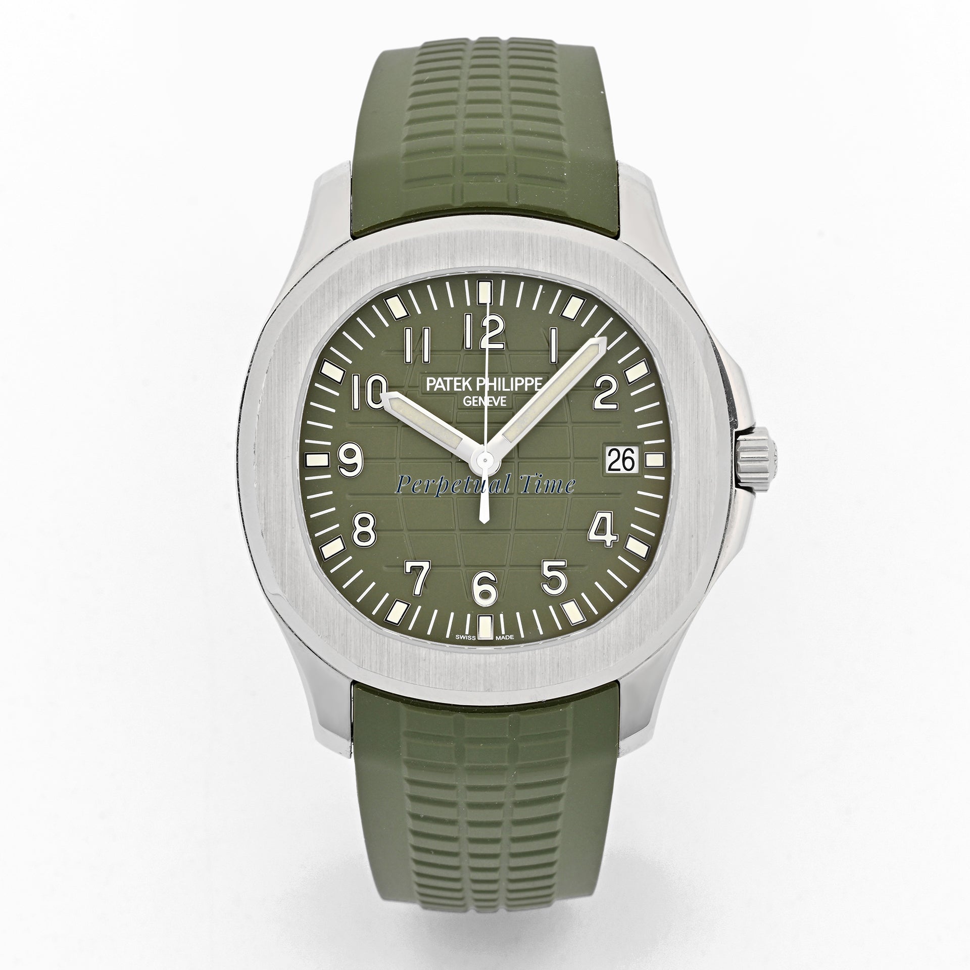 Patek Philippe Aquanaut White Gold 40mm 5168G-010 | Green Dial | Green Rubber Band