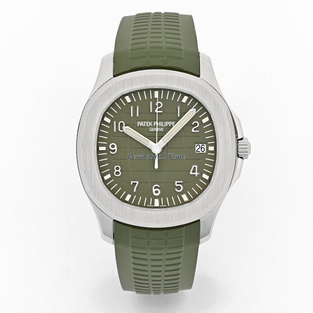 Patek Philippe Aquanaut White Gold 40mm 5168G-010 | Green Dial | Green Rubber Band