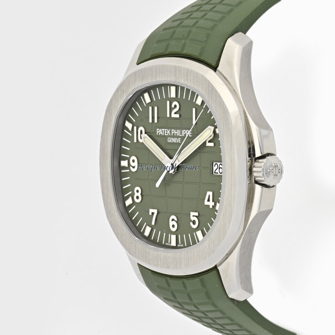Patek Philippe Aquanaut White Gold 40mm 5168G-010 | Green Dial | Green Rubber Band