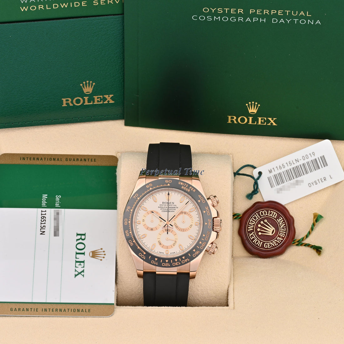 Rolex Daytona Ivory Colored Index Dial on Oysterflex band 116515LN Card 2018