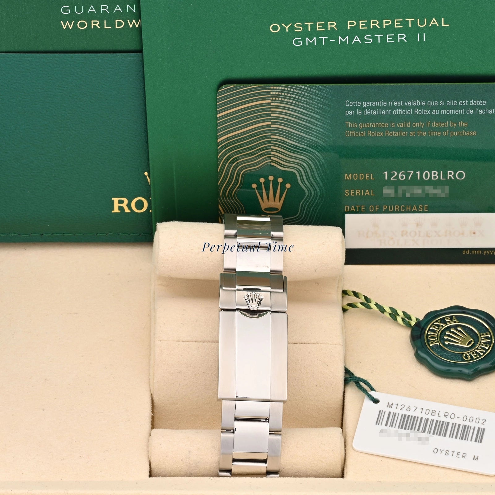 Rolex GMT-Master II Pepsi Black Dial on Oyster 126710BLRO Card 2021