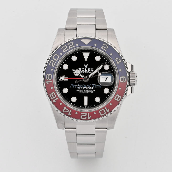 Rolex GMT-Master II Pepsi Black Dial on Oyster band 126710BLRO Card 2021