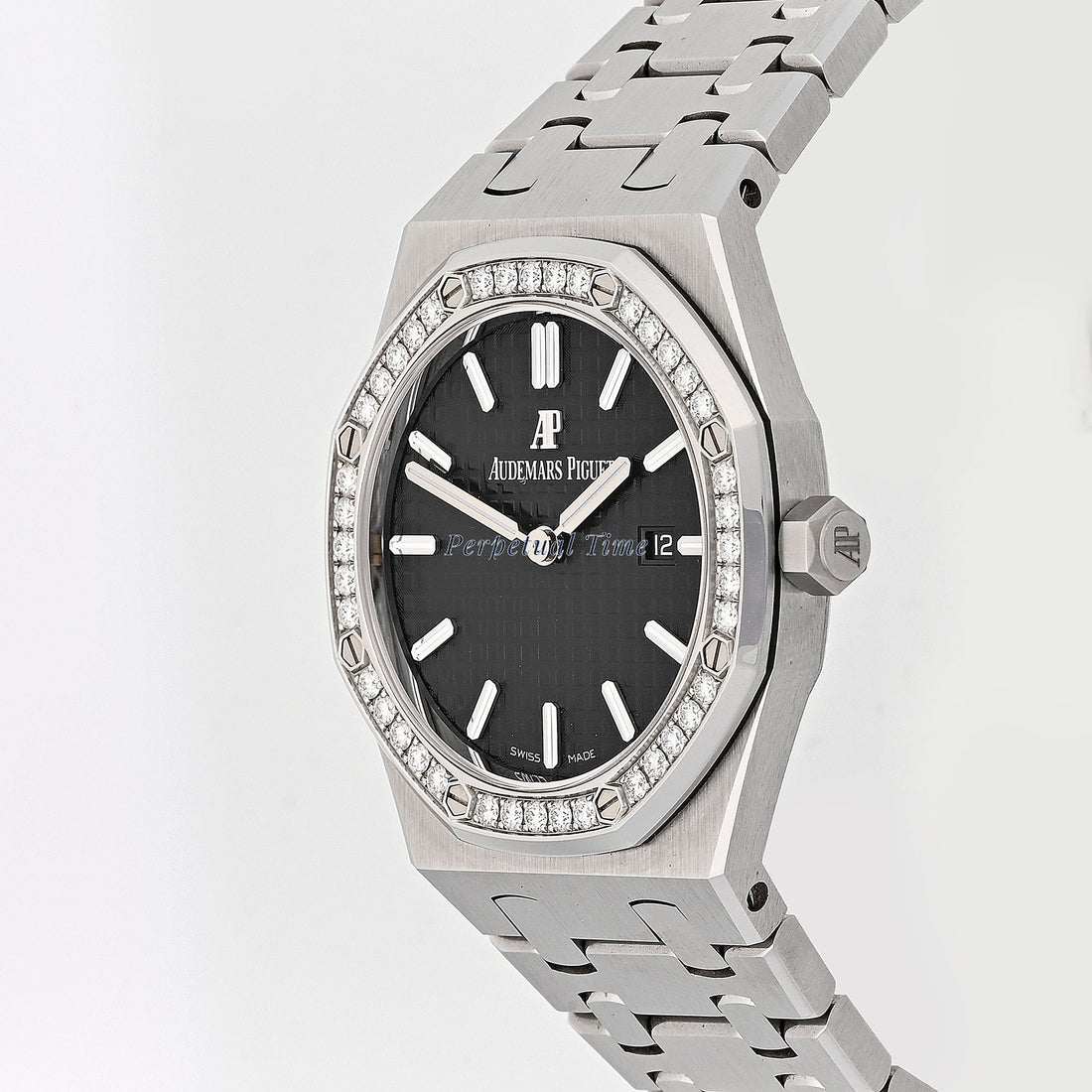 Audemars Piguet Royal Oak 33mm Stainless Steel 67651ST Black Dial Diamond Bezel