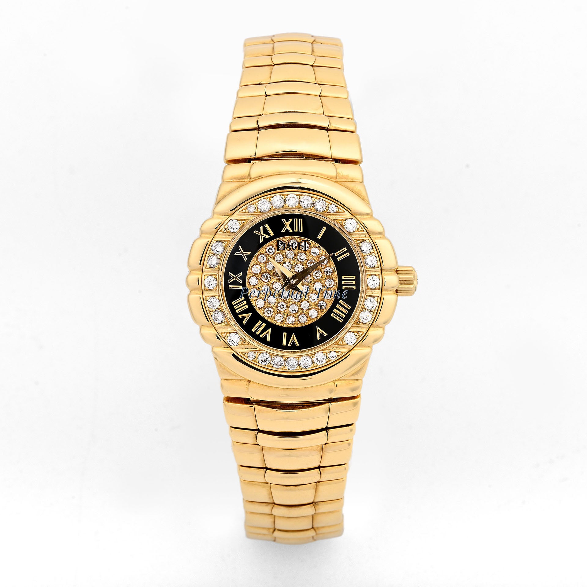 Piaget Tanagra 16033 M 401 D 18K Yellow Gold Diamond Bezel Diamond Dial