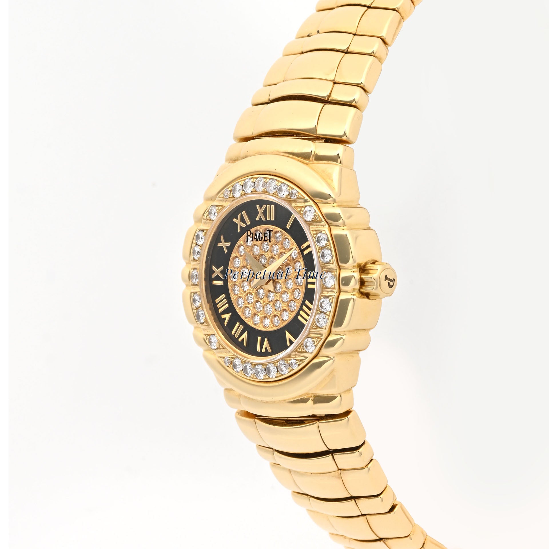 Piaget Tanagra 16033 M 401 D 18K Yellow Gold Diamond Bezel Diamond Dial
