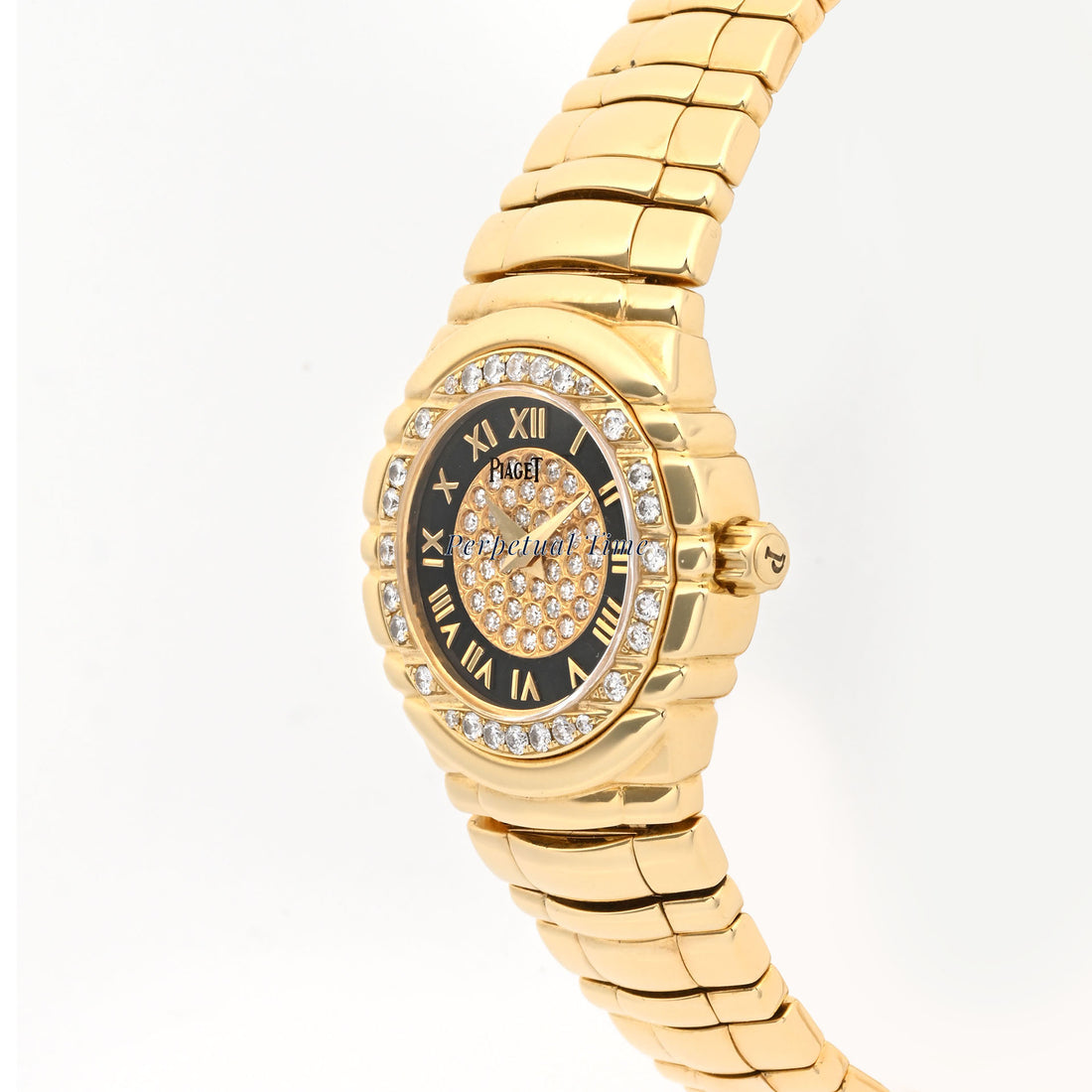 Piaget Tanagra 16033 M 401 D 18K Yellow Gold Diamond Bezel Diamond Dial