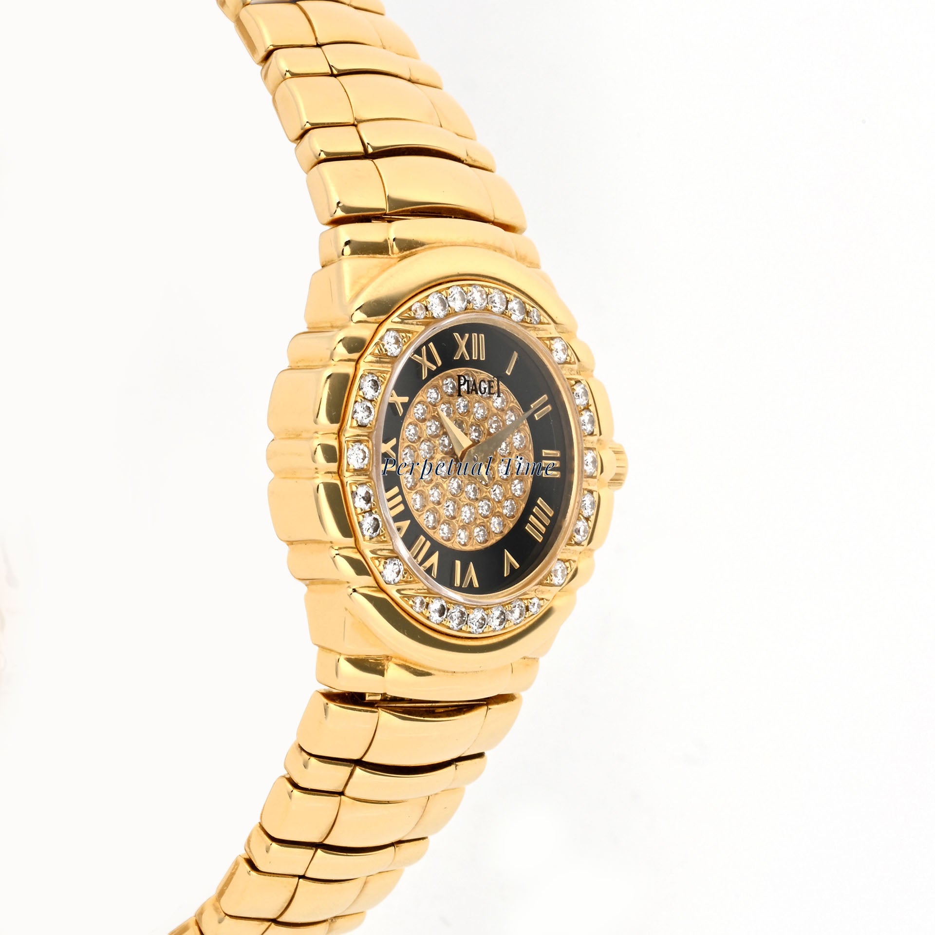 Piaget Tanagra 16033 M 401 D 18K Yellow Gold Diamond Bezel Diamond Dial