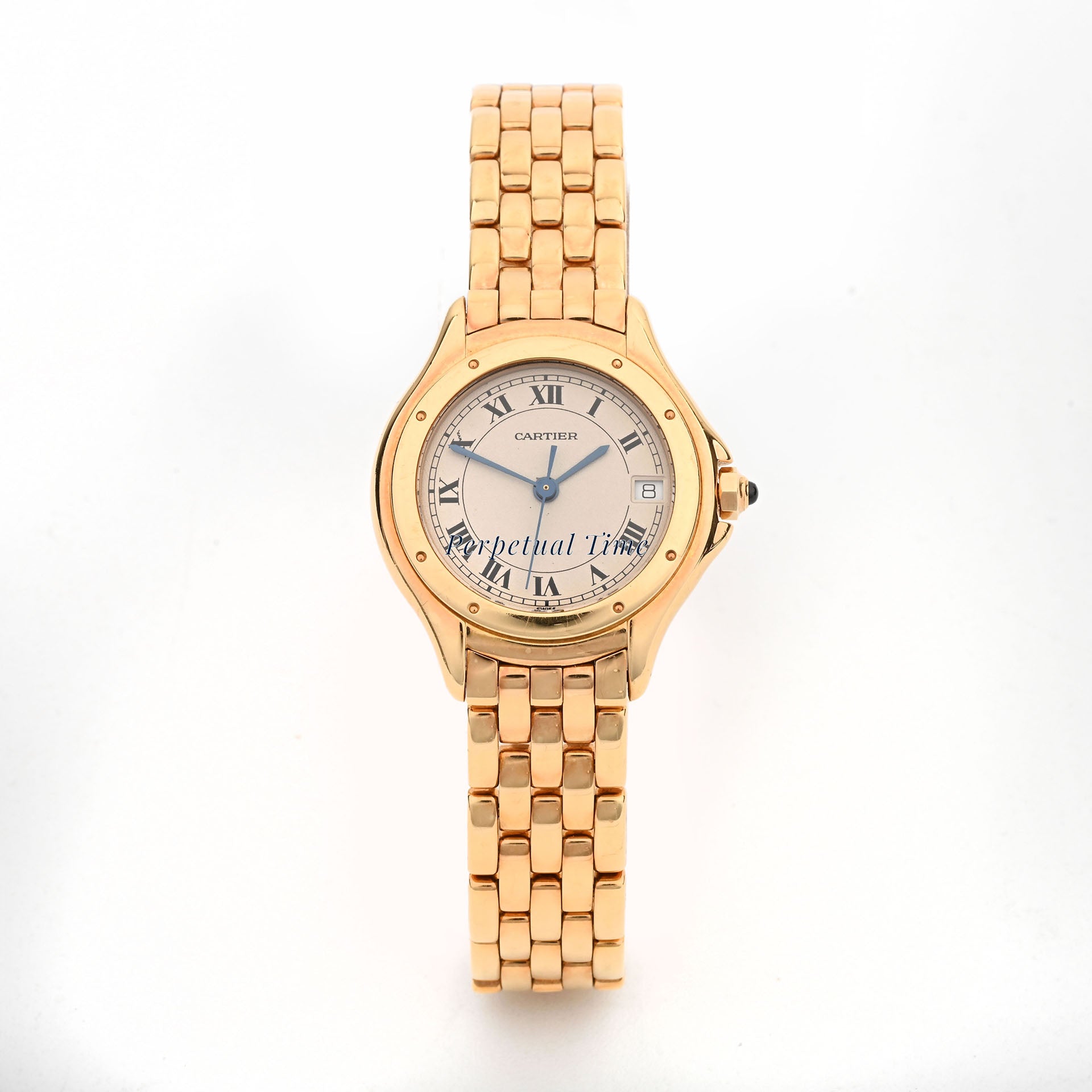 Cartier Cougar Yellow Gold 26mm Silver Roman Dial W25012B9