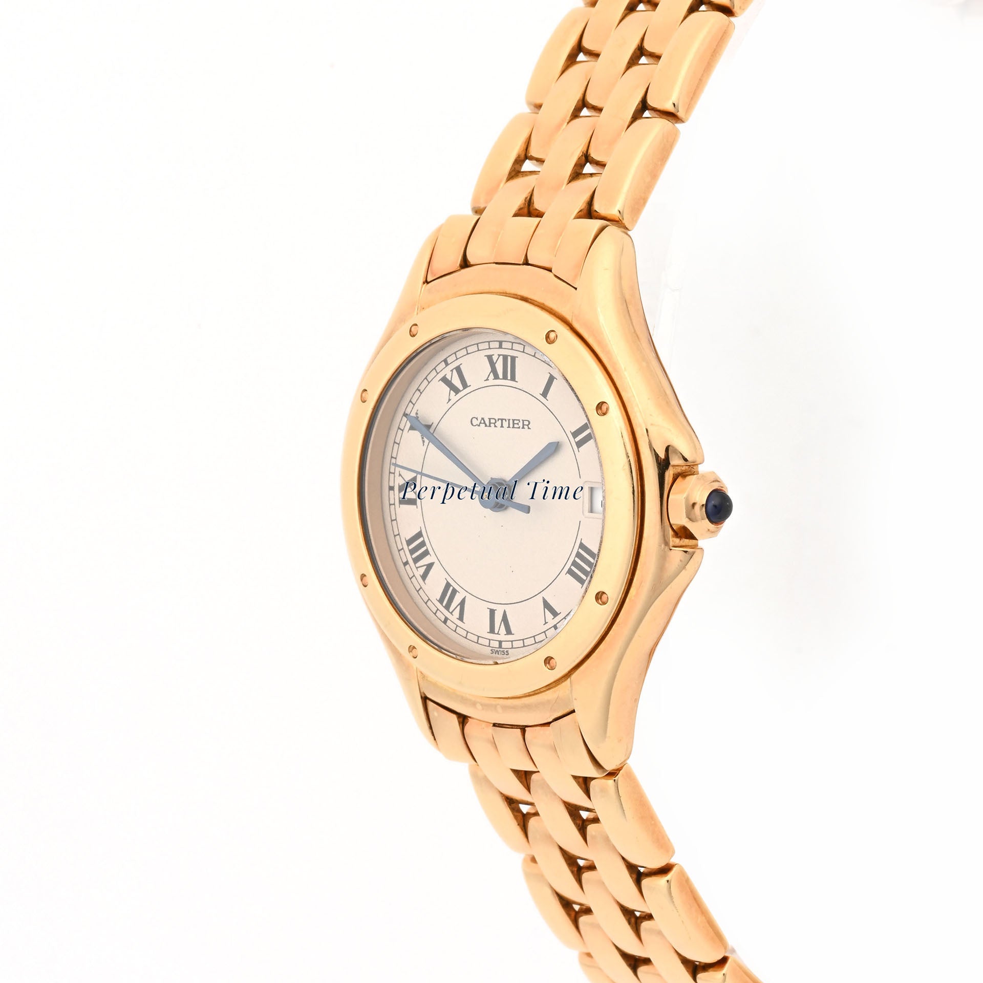 Cartier Cougar Yellow Gold 26mm Silver Roman Dial W25012B9