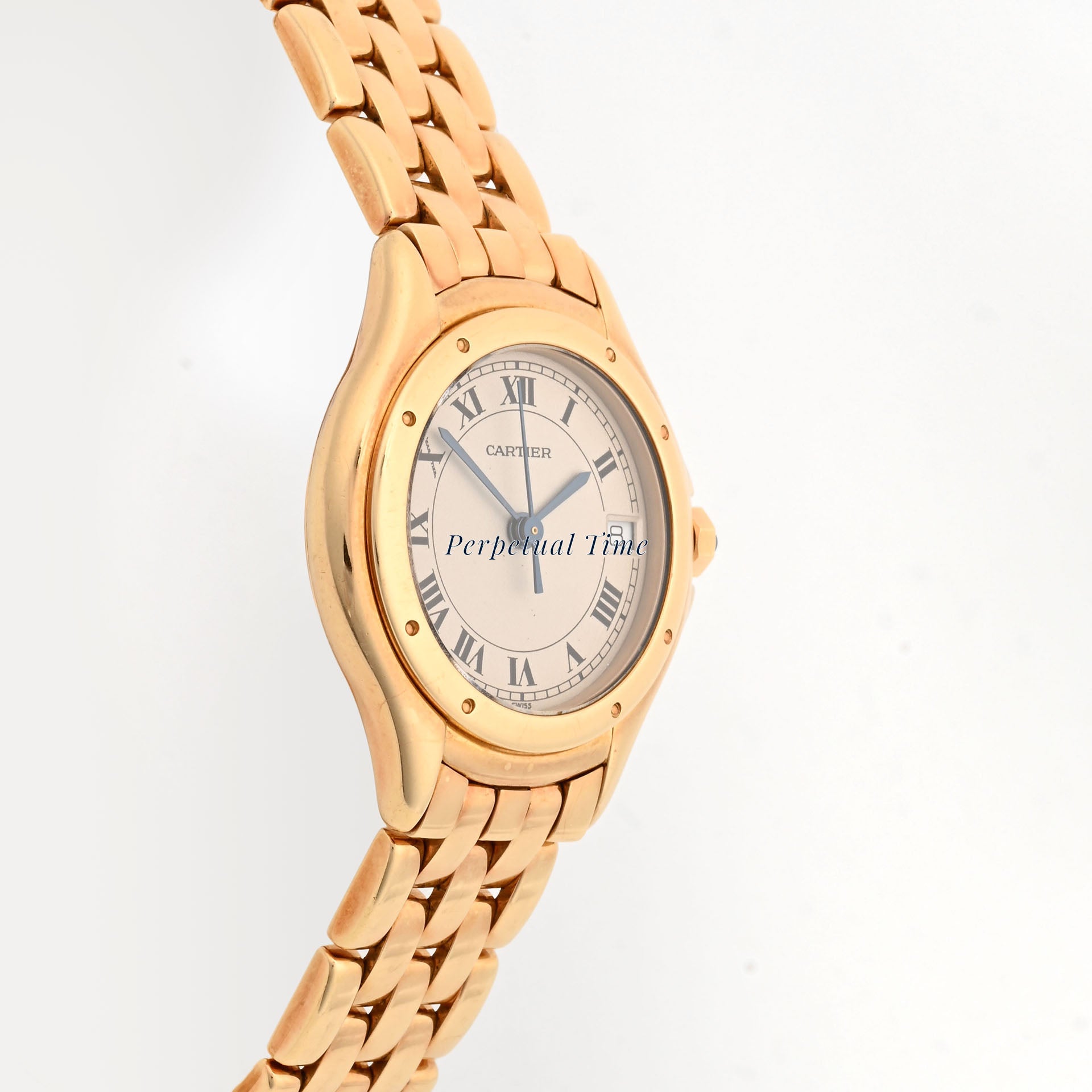 Cartier Cougar Yellow Gold 26mm Silver Roman Dial W25012B9