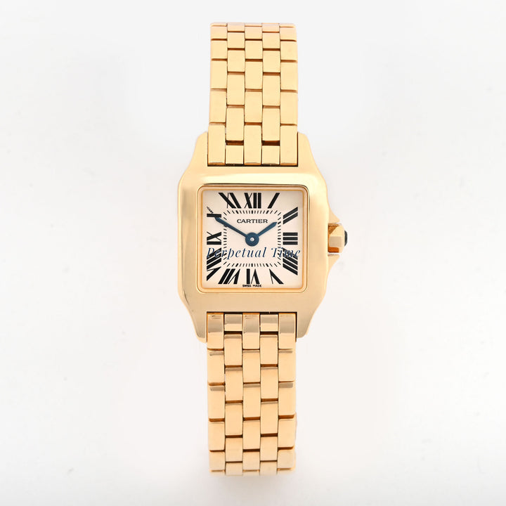 Cartier Santos Demoiselle Small Size 2699 18K Yellow Gold White Roman Dial