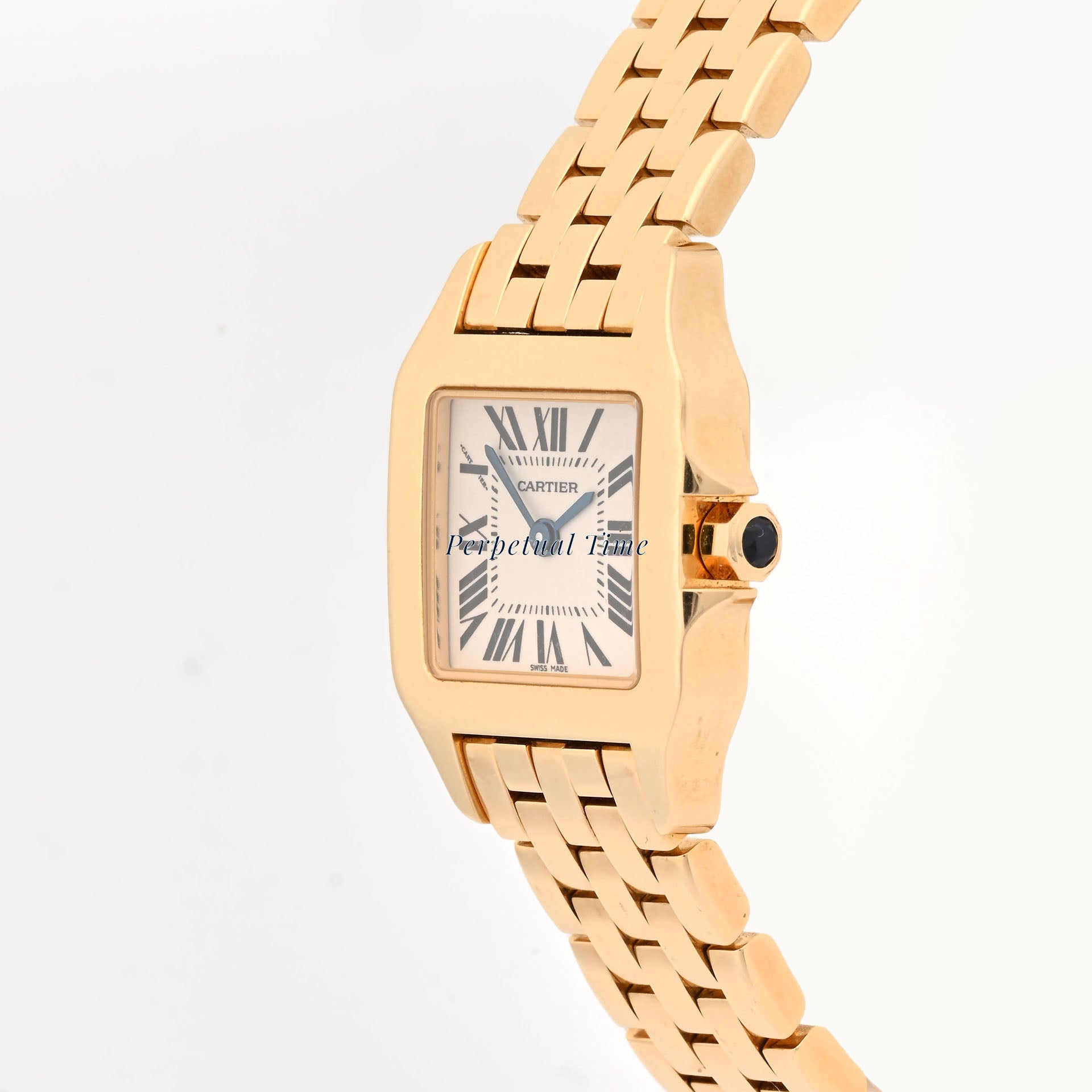 Cartier Santos Demoiselle Small Size 2699 18K Yellow Gold White Roman Dial