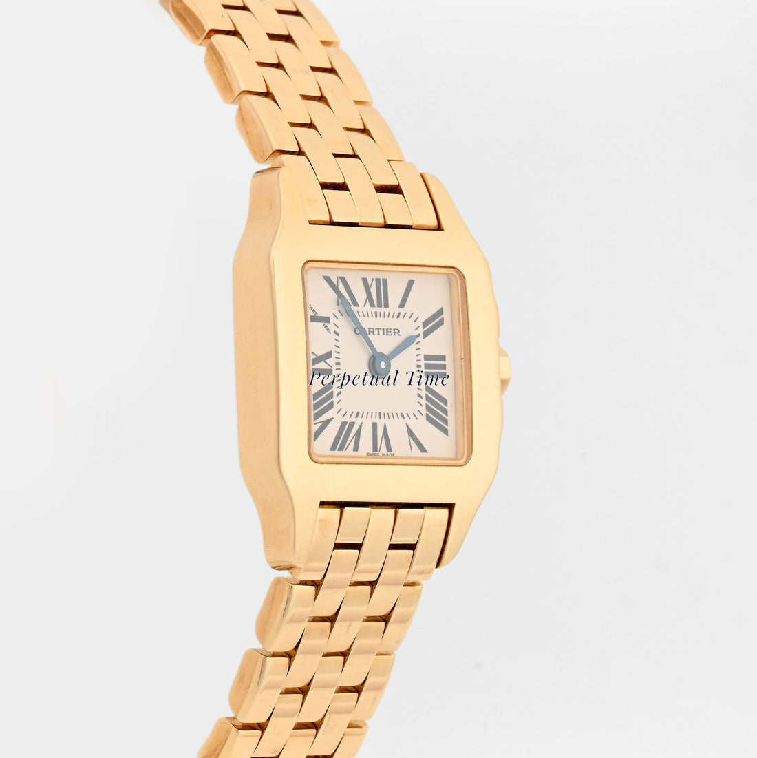 Cartier Santos Demoiselle Small Size 2699 18K Yellow Gold White Roman Dial