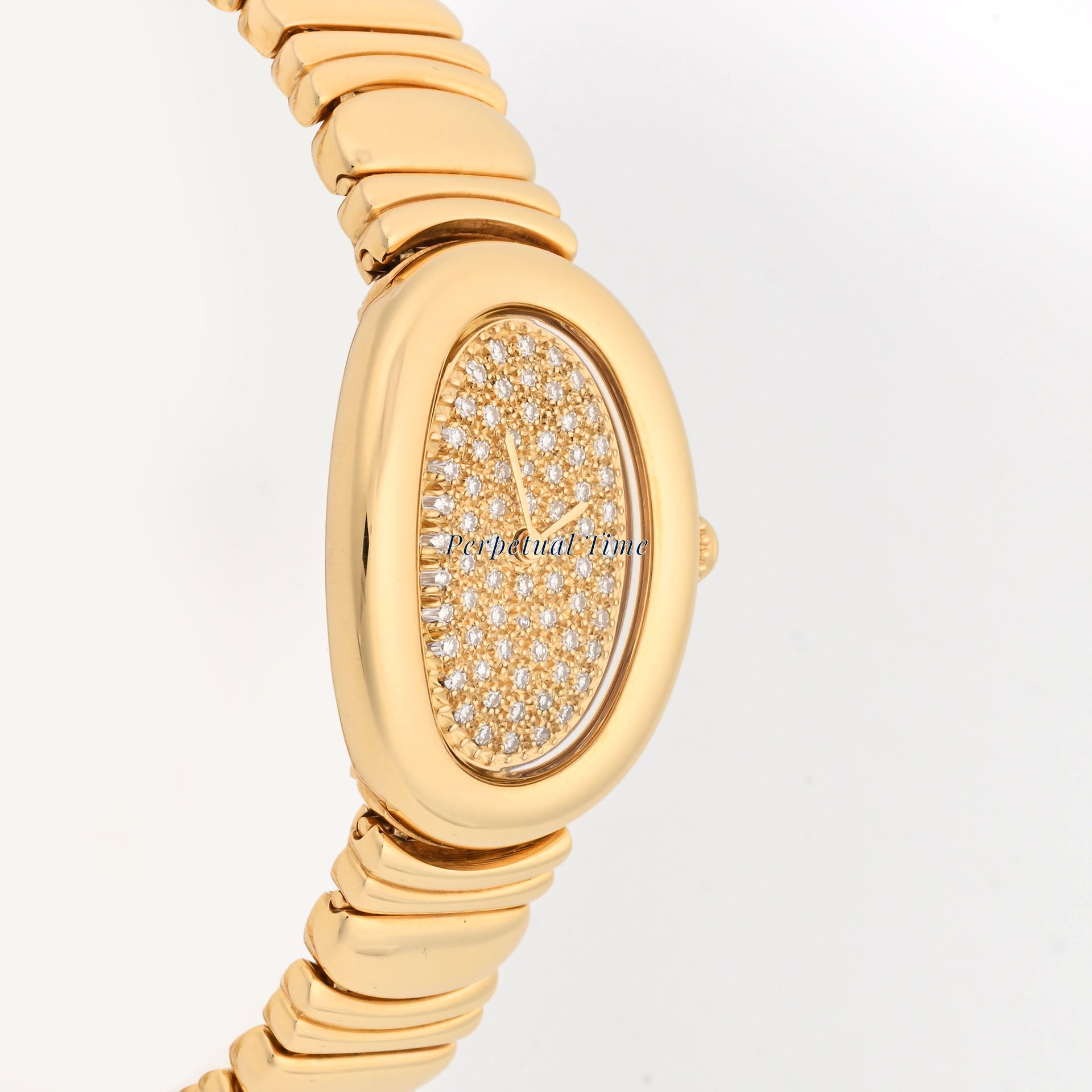 Cartier Baignoire 1950 18K Yellow Gold Original Pave Diamond Dial