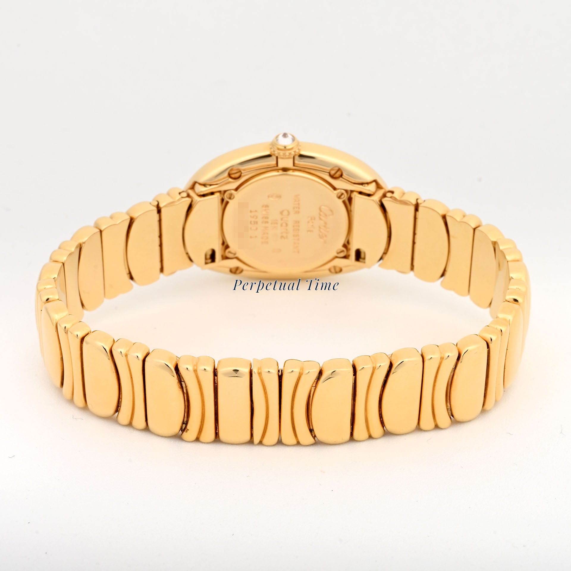 Cartier Baignoire 1950 18K Yellow Gold Original Pave Diamond Dial