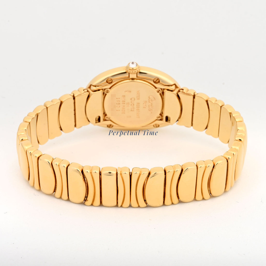 Cartier Baignoire 1950 18K Yellow Gold Original Pave Diamond Dial