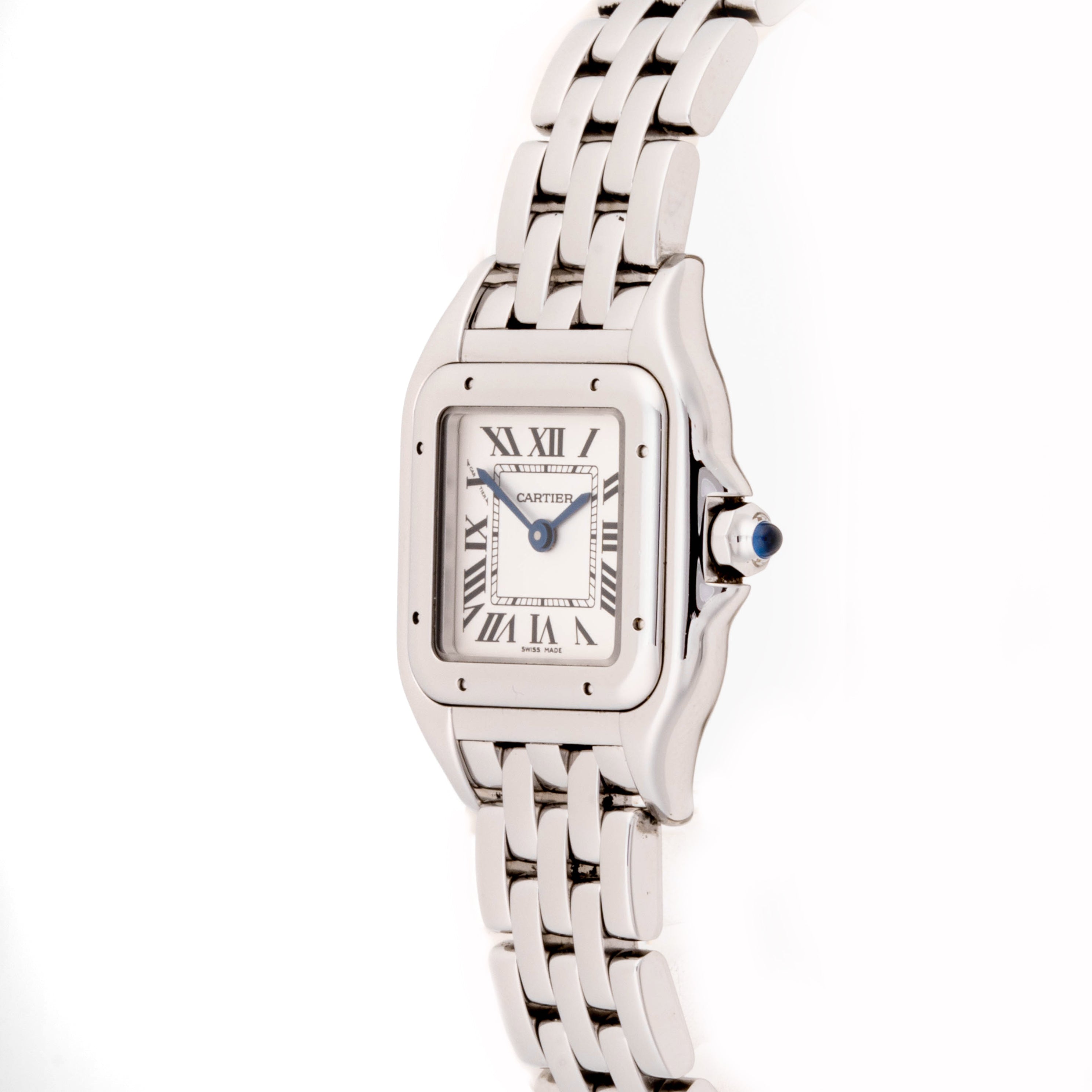 Cartier Panthère 23 mm x 30 mm Stainless Steel 4022 White  Dial | Roman Numerals hour markers, Smooth bezel