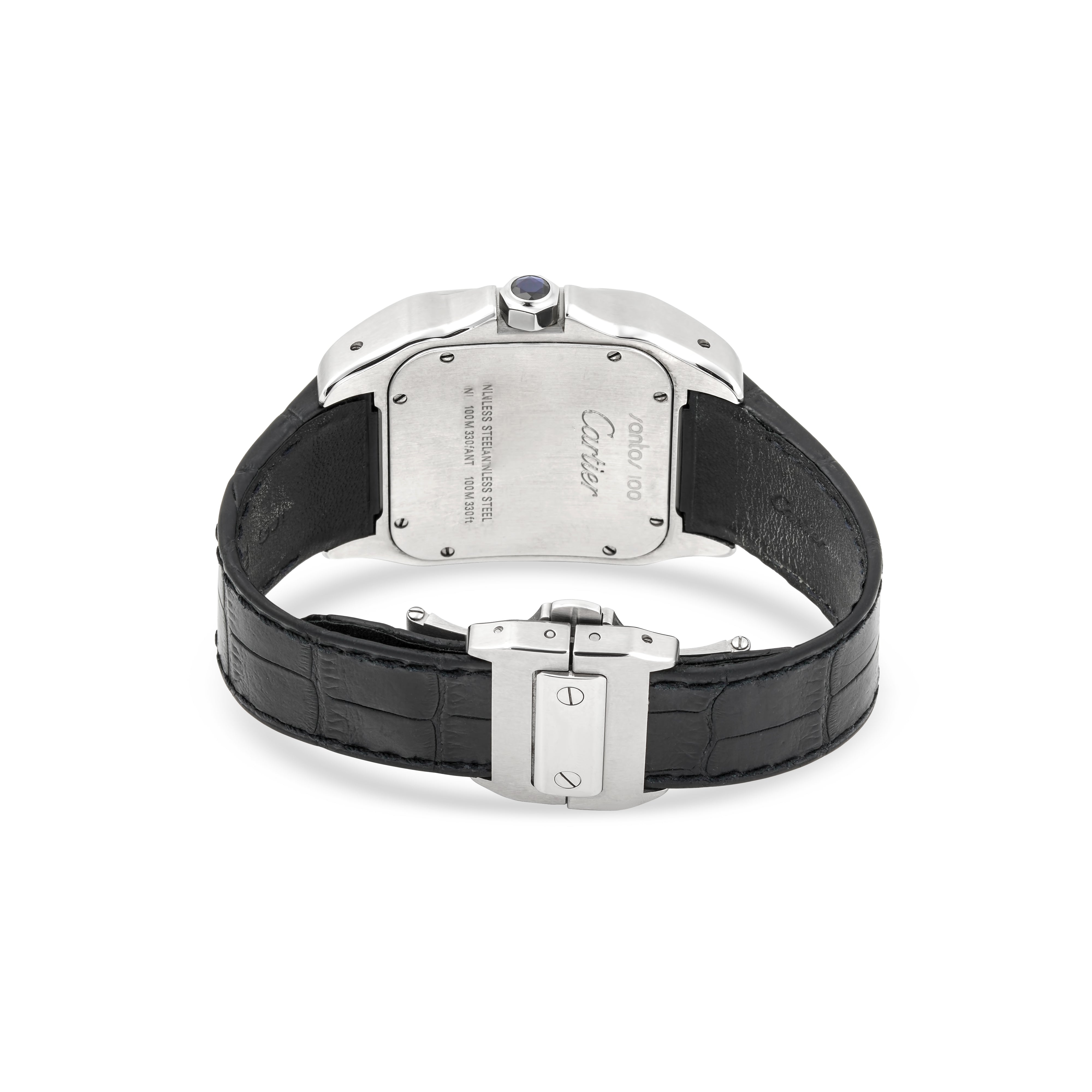 Cartier Santos 100 XL 38 mm Stainless Steel 2656 White Dial | Roman Numerals hour markers, Smooth bezel