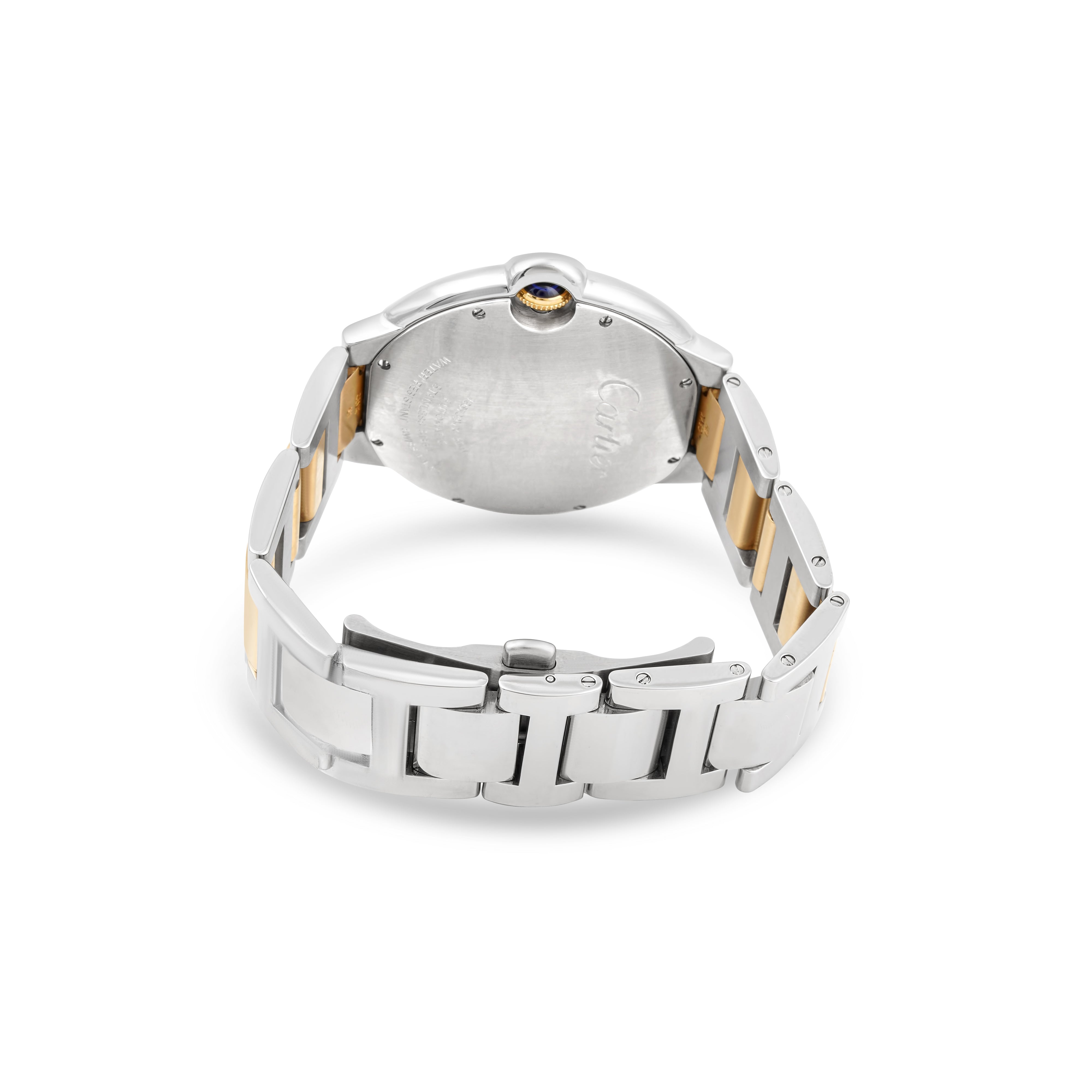 Cartier Ballon Bleu 42 mm Yellow Gold and Stainless Steel 3001 Silver Dial | Roman Numerals hour markers, Smooth bezel