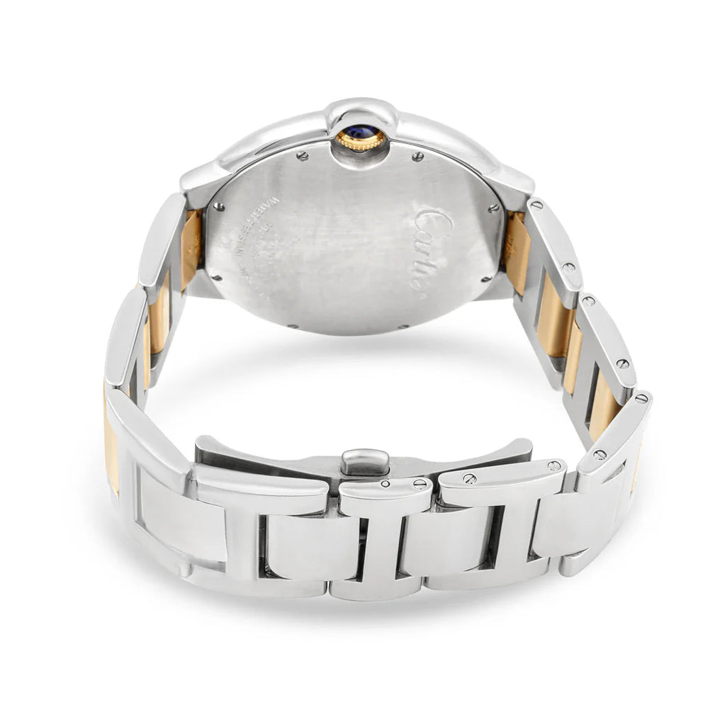 Cartier Ballon Bleu 42 mm Yellow Gold and Stainless Steel 3001 Silver Dial | Roman Numerals hour markers, Smooth bezel