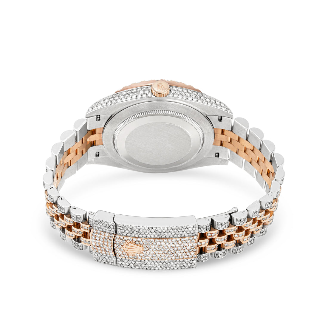 Rolex Datejust  41mm Stainless Steel & Rose Gold 126331 Chocolate  Dial | Roman Numerals hour markers, w/ Full Pave Diamonds