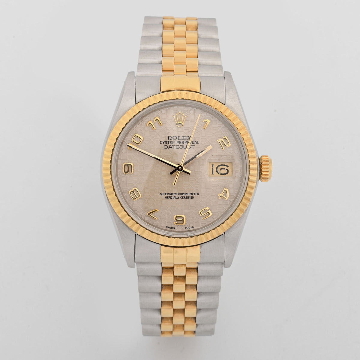Rolex Datejust 36mm Two Tone Computer Arabic Dial Jubilee Band 16013 Papers
