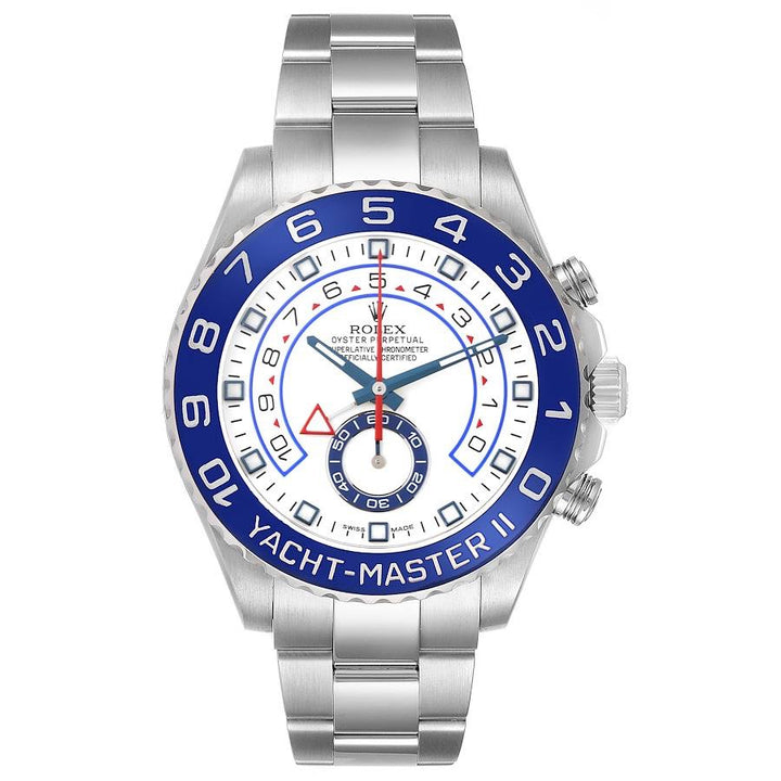 Rolex Yacht Master II STAINLESS STEEL 44mm 116680 White Dial | luminous Hour Markers| Ceramic Bezel