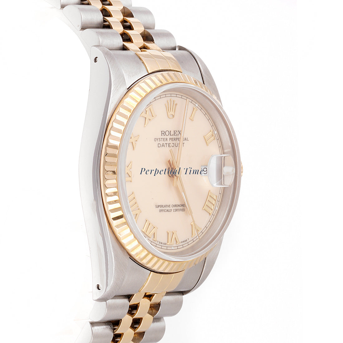 Rolex Datejust 36mm Stainless Steel & Yellow Gold 16233 Cream Dial | Roman hour markers, Fluted bezel