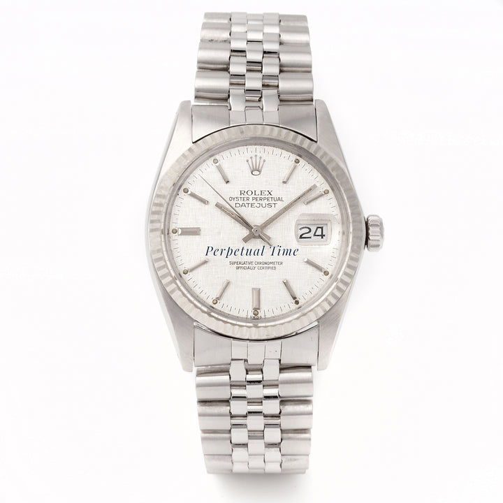 Rolex Datejust 36mm SS Silver Linen Dial Dial on Stainless Jubilee band 16014