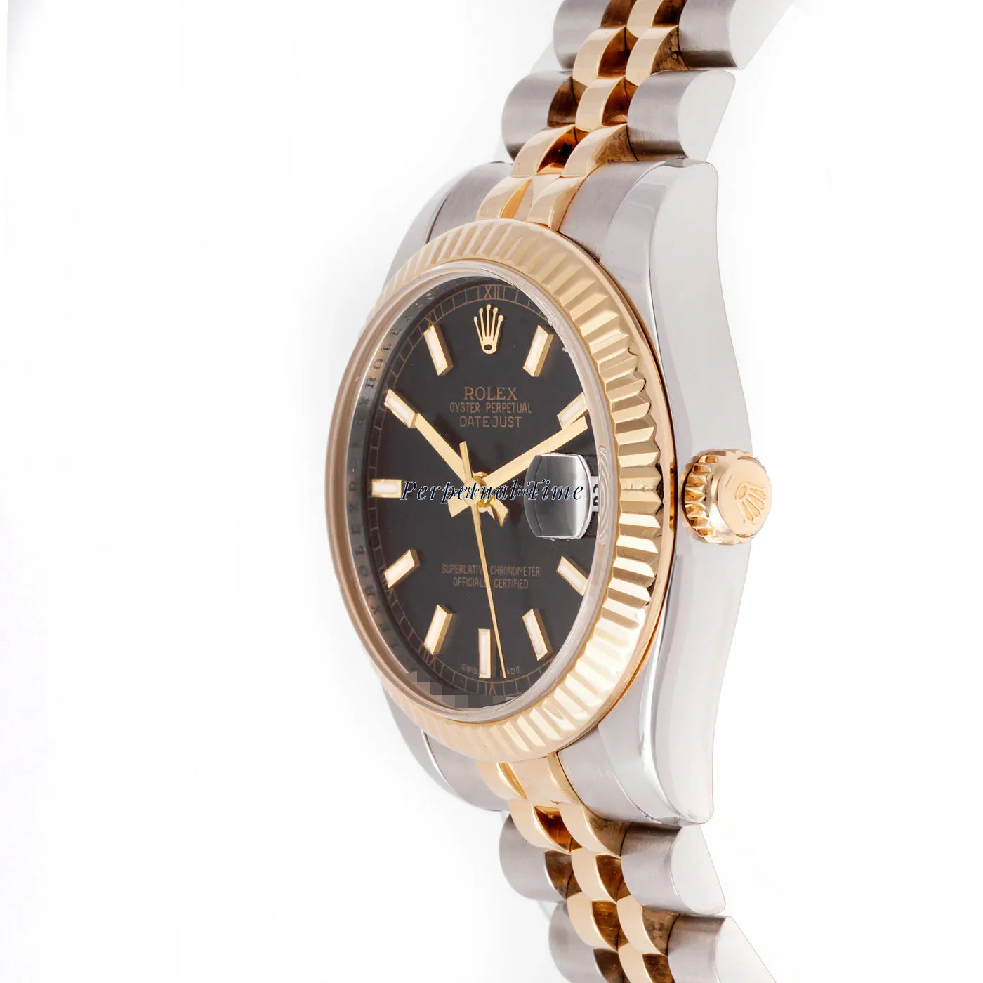 Rolex Datejust 31mm Stainless Steel & Yellow Gold 178273 Black Dial | Index hour markers, Fluted bezel