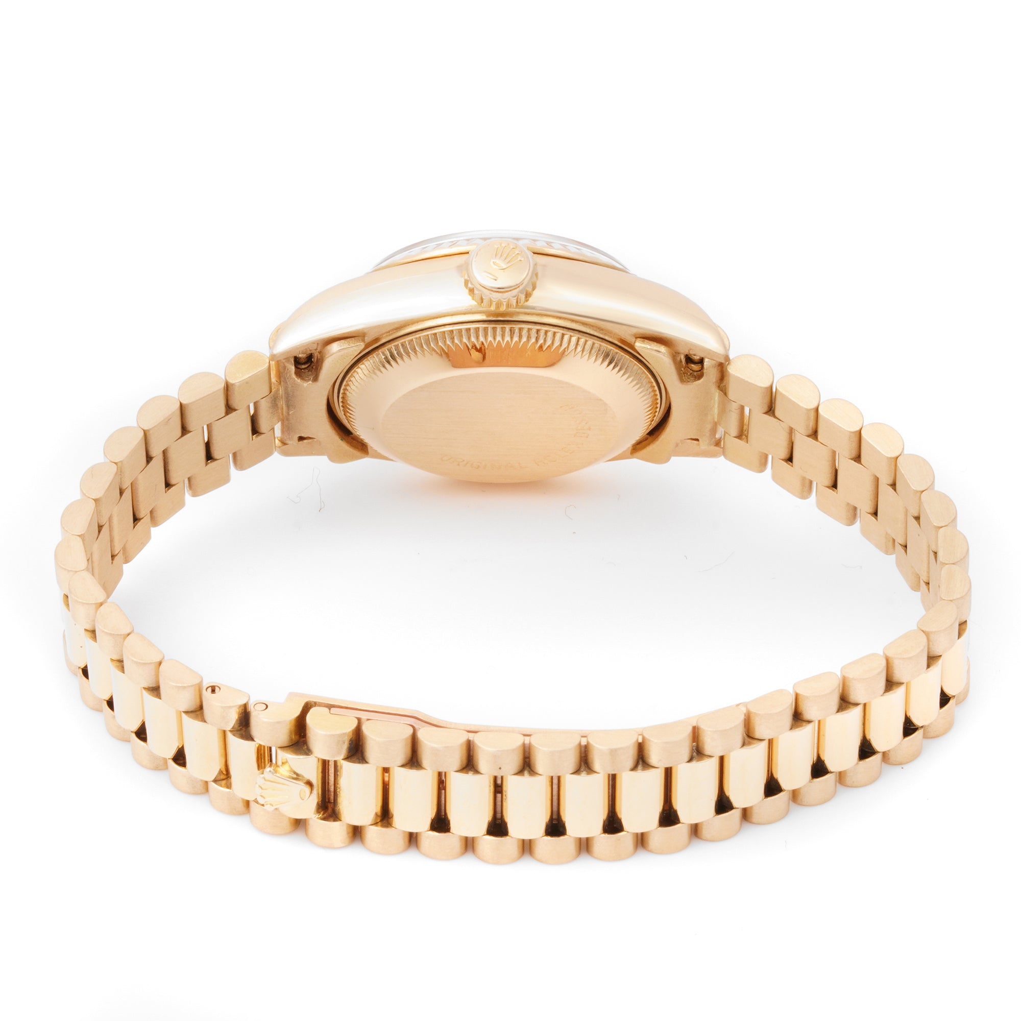 Rolex Lady-Datejust 26mm Yellow Gold 69178 Champagne Dial | Diamond hour markers, Fluted bezel