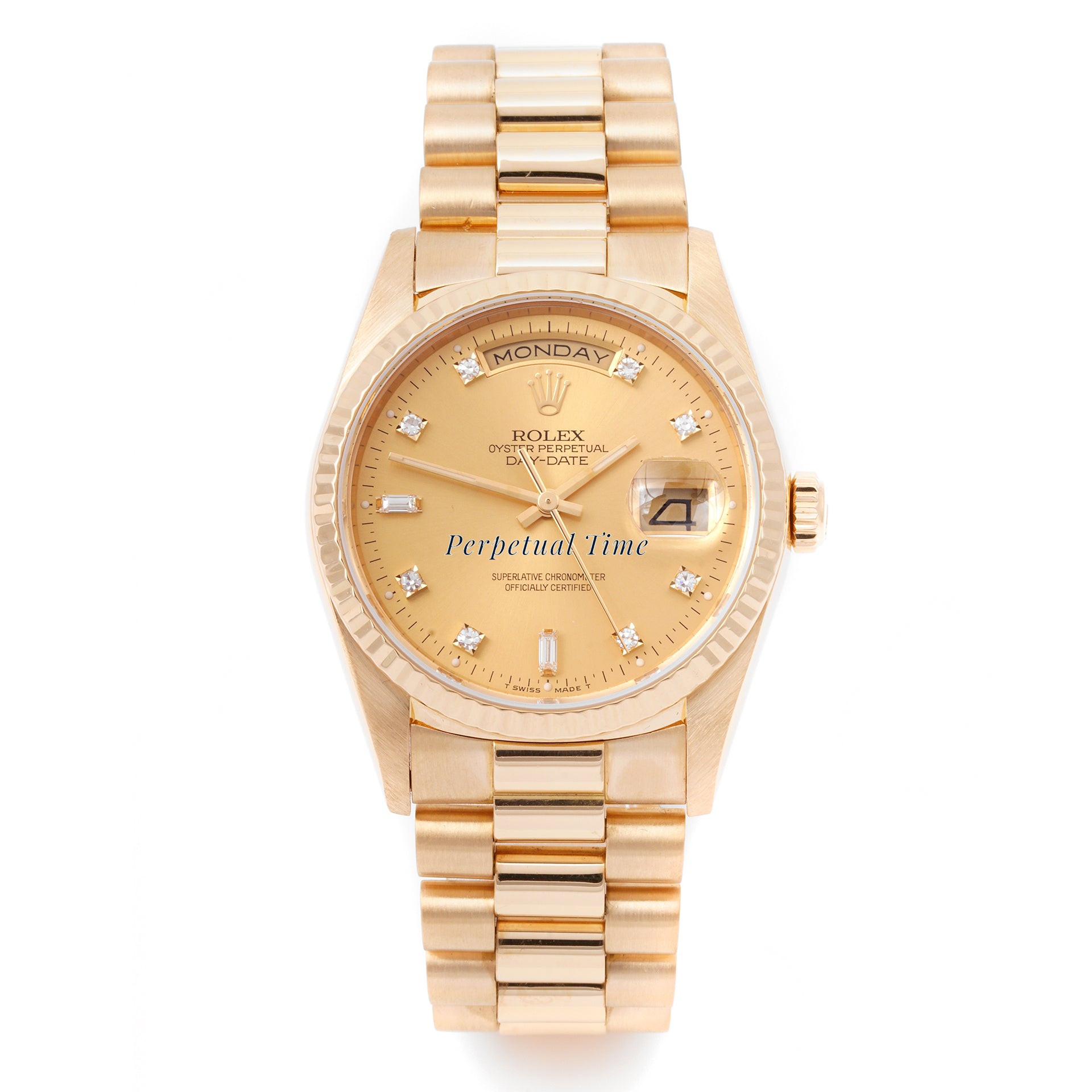 Rolex Day Date 36 Champagne Diamond Dial on President band 18238