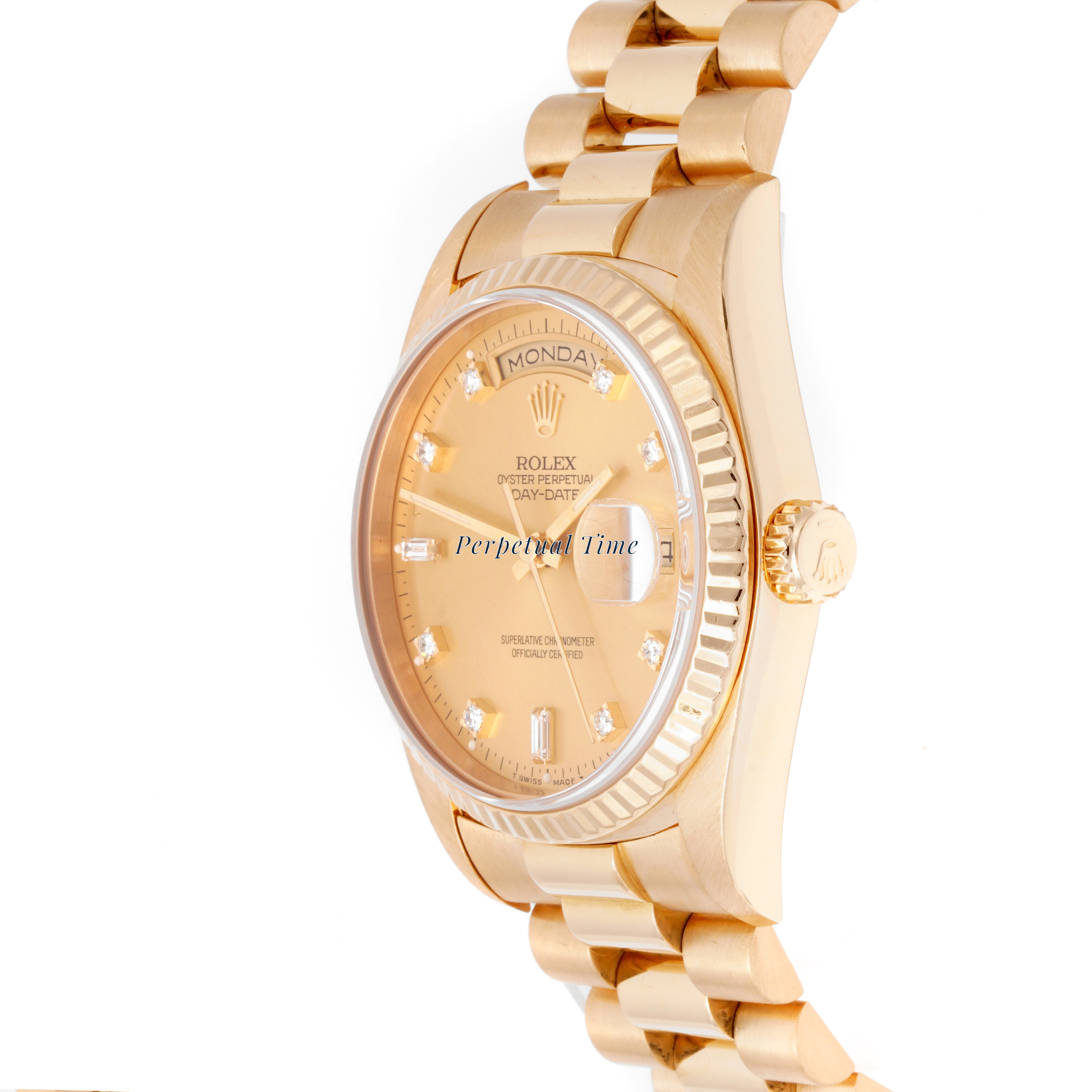 Rolex Day Date 36 Champagne Diamond Dial on President band 18238