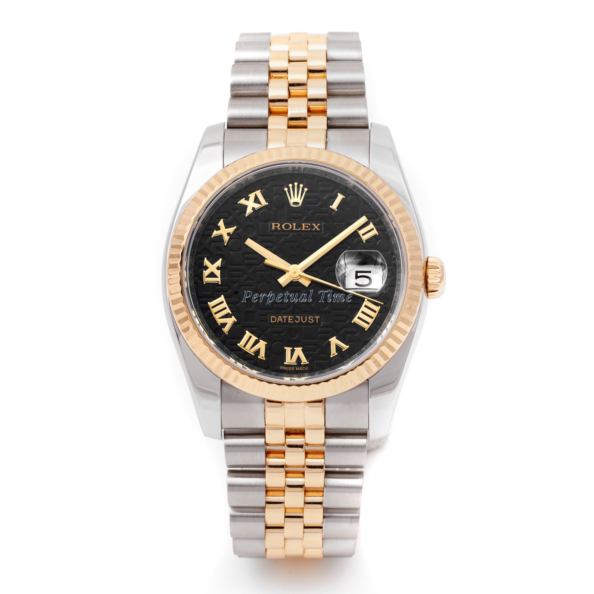 Rolex Datejust 36 Black Roman computer Dial on Jubilee band 116233 Card 2011