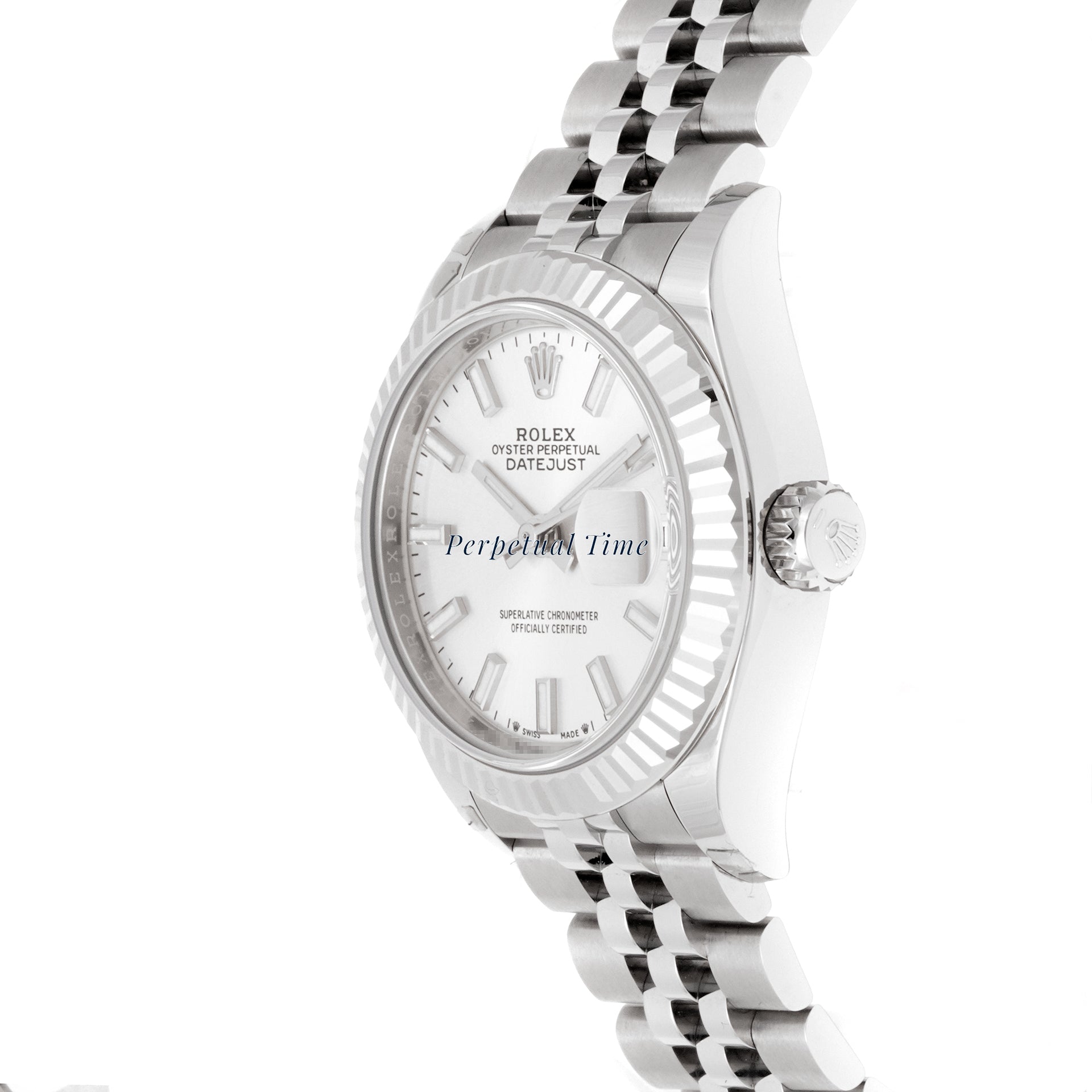 Rolex Lady-Datejust 28mm Stainless Steel & White Gold 279174 Silver Dial | Index hour markers, Fluted bezel