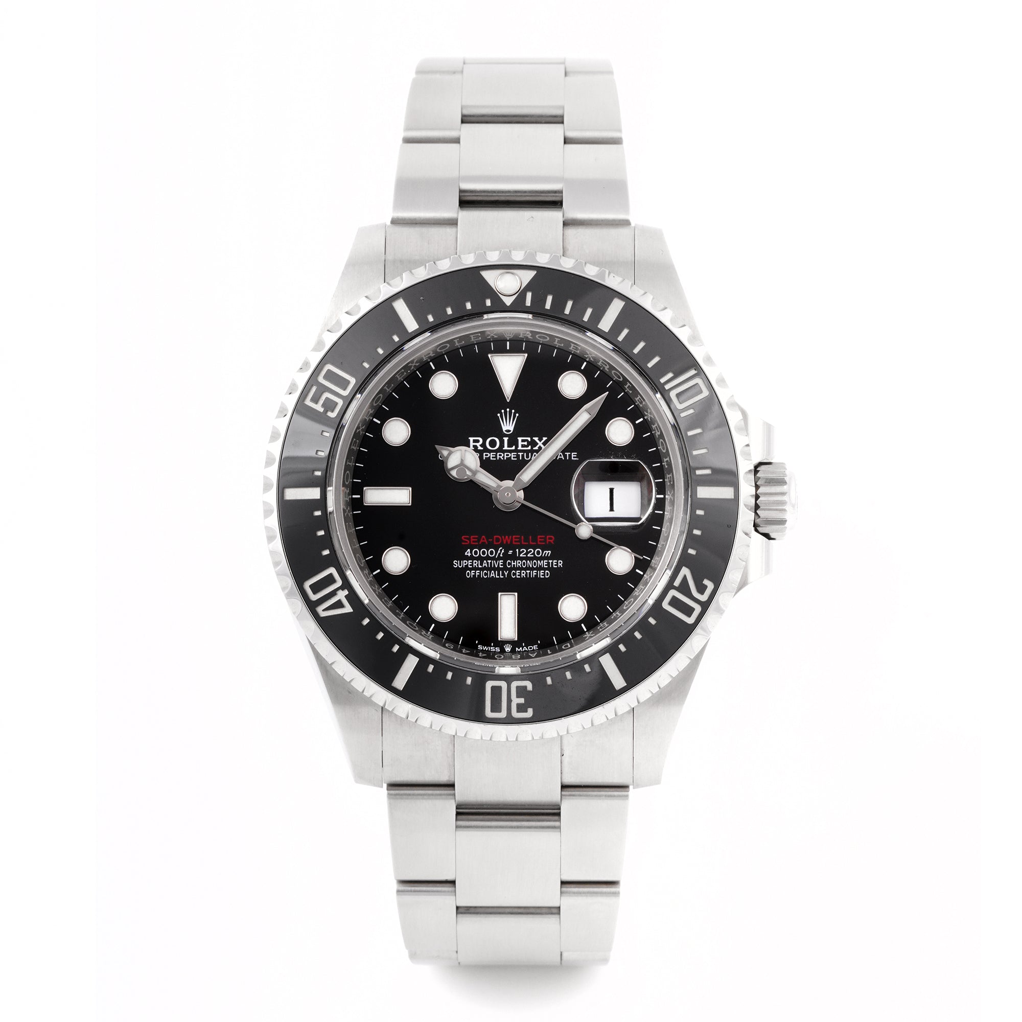 Rolex Sea-Dweller 43mm Stainless Steel 126600 Black Dial | Luminous Round & Index hour markers, Unidirectional Rotatable bezel