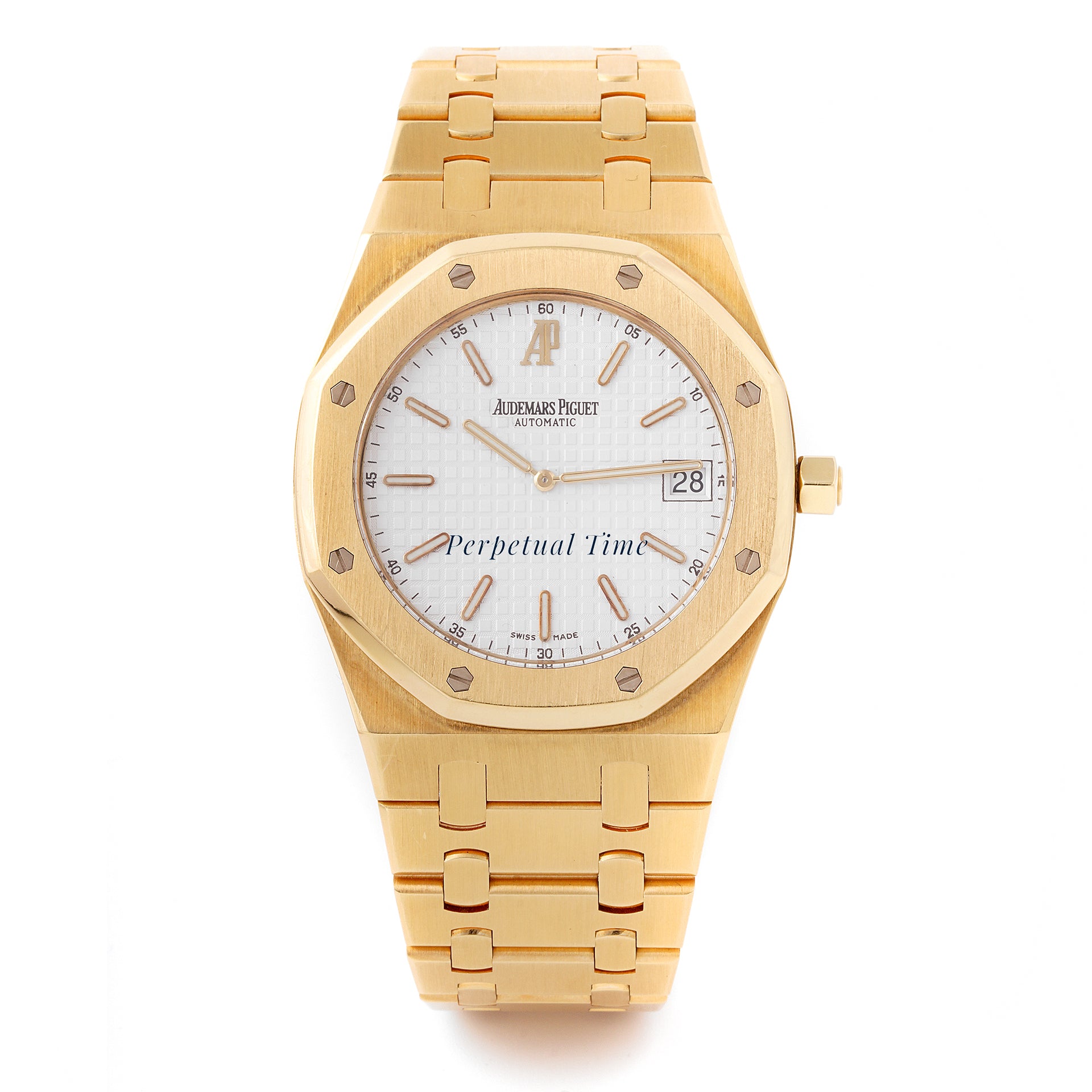 Audemars Piguet Royal Oak 39mm Yellow Gold 15202BA Silver Tapisserie Dial |  Octagonal bezel
