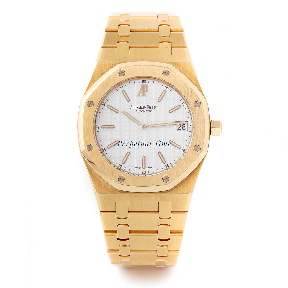 Audemars Piguet Royal Oak 39mm Yellow Gold 15202BA Silver Tapisserie Dial |  Octagonal bezel