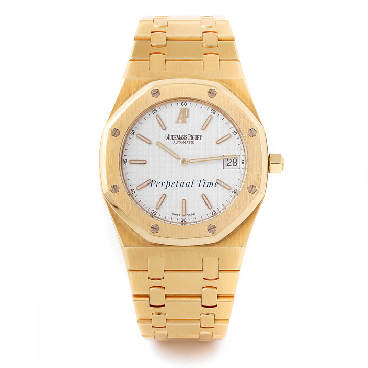 Audemars Piguet Royal Oak 39mm Yellow Gold 15202BA Silver Tapisserie Dial |  Octagonal bezel