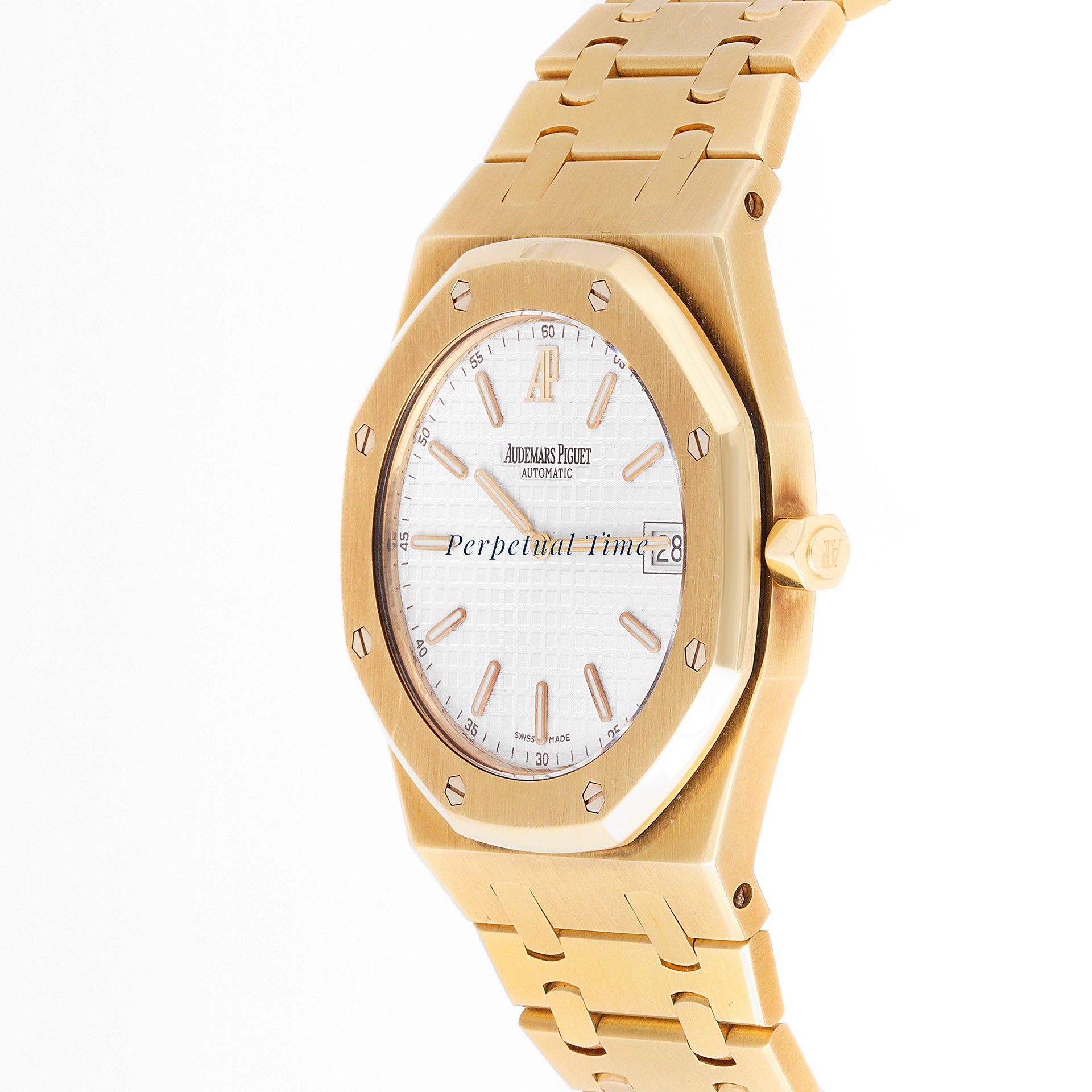 Audemars Piguet Royal Oak 39mm Yellow Gold 15202BA Silver Tapisserie Dial |  Octagonal bezel