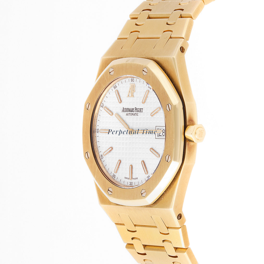 Audemars Piguet Royal Oak 39mm Yellow Gold 15202BA Silver Tapisserie Dial |  Octagonal bezel