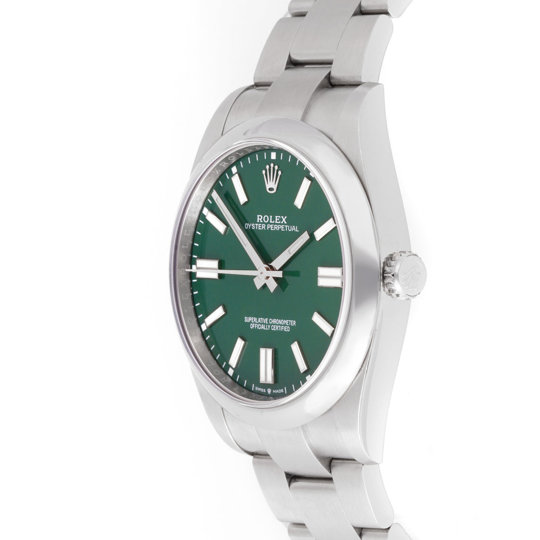 Rolex Oyster Perpetual 41 Stainless Steel Green Index Dial on Oyster 124300 Card 2021
