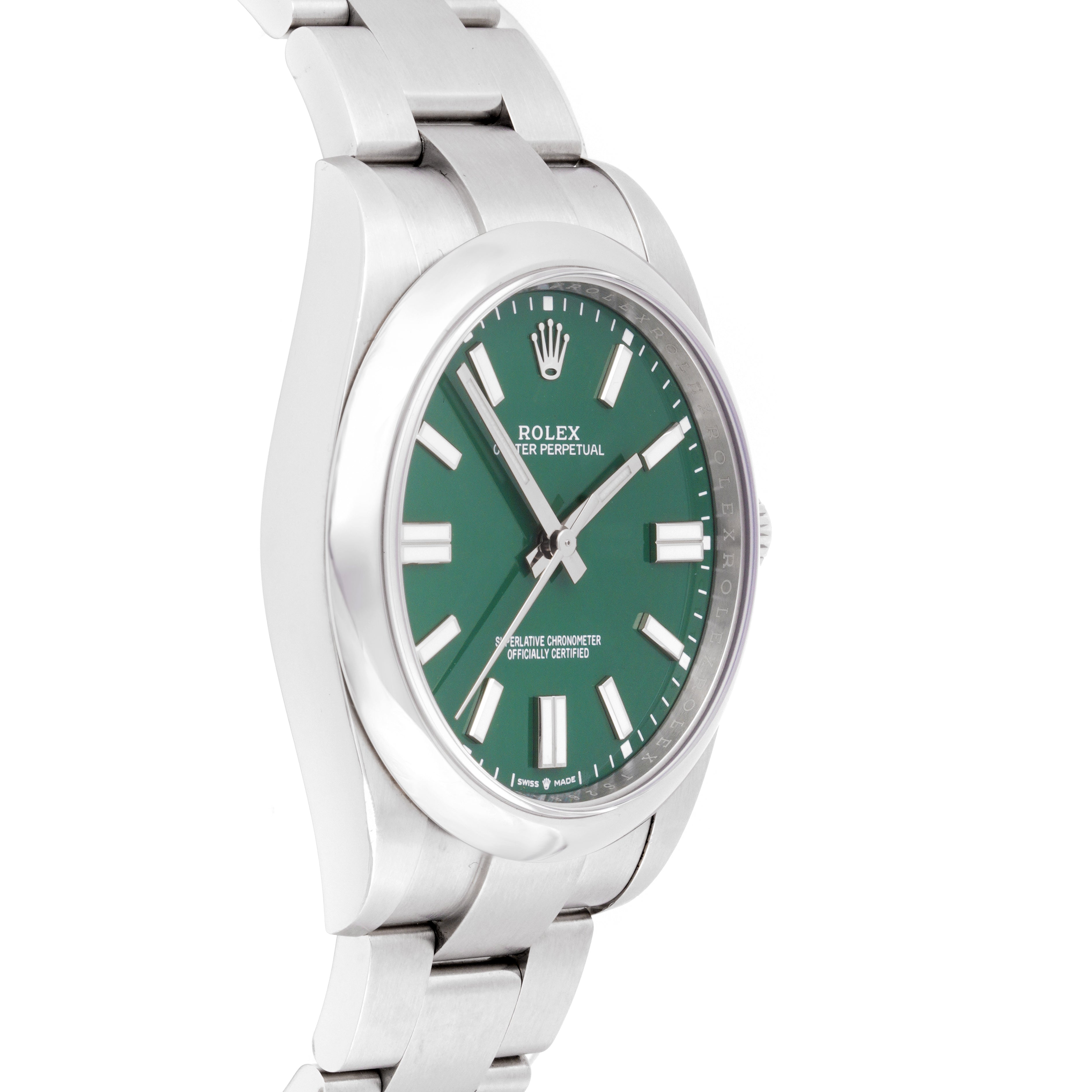 Rolex Oyster Perpetual 41 Stainless Steel Green Index Dial on Oyster 124300 Card 2021