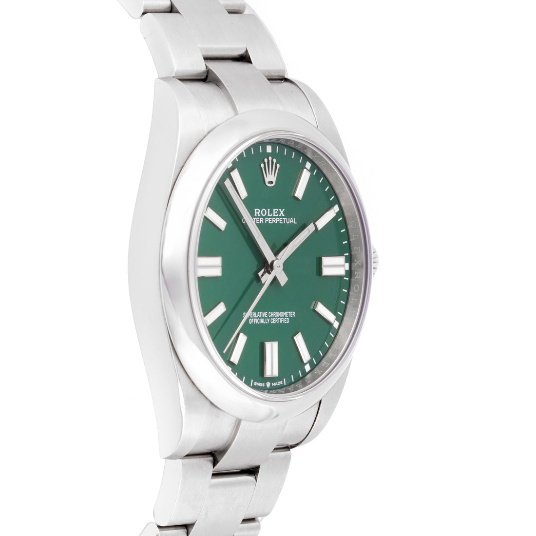 Rolex Oyster Perpetual 41 Stainless Steel Green Index Dial on Oyster 124300 Card 2021