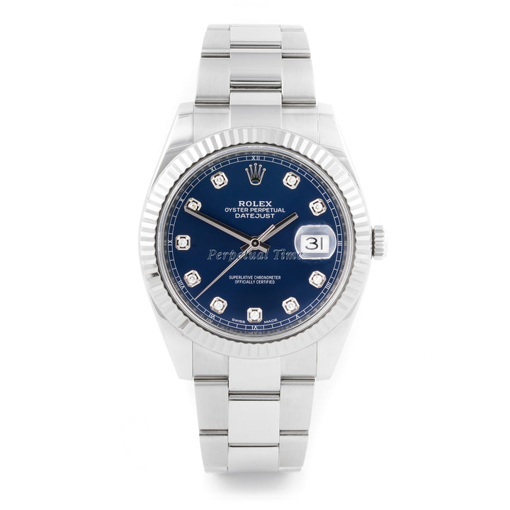 Rolex Datejust 41 Blue Diamond Dial on Oyster band 126334 Card 2018