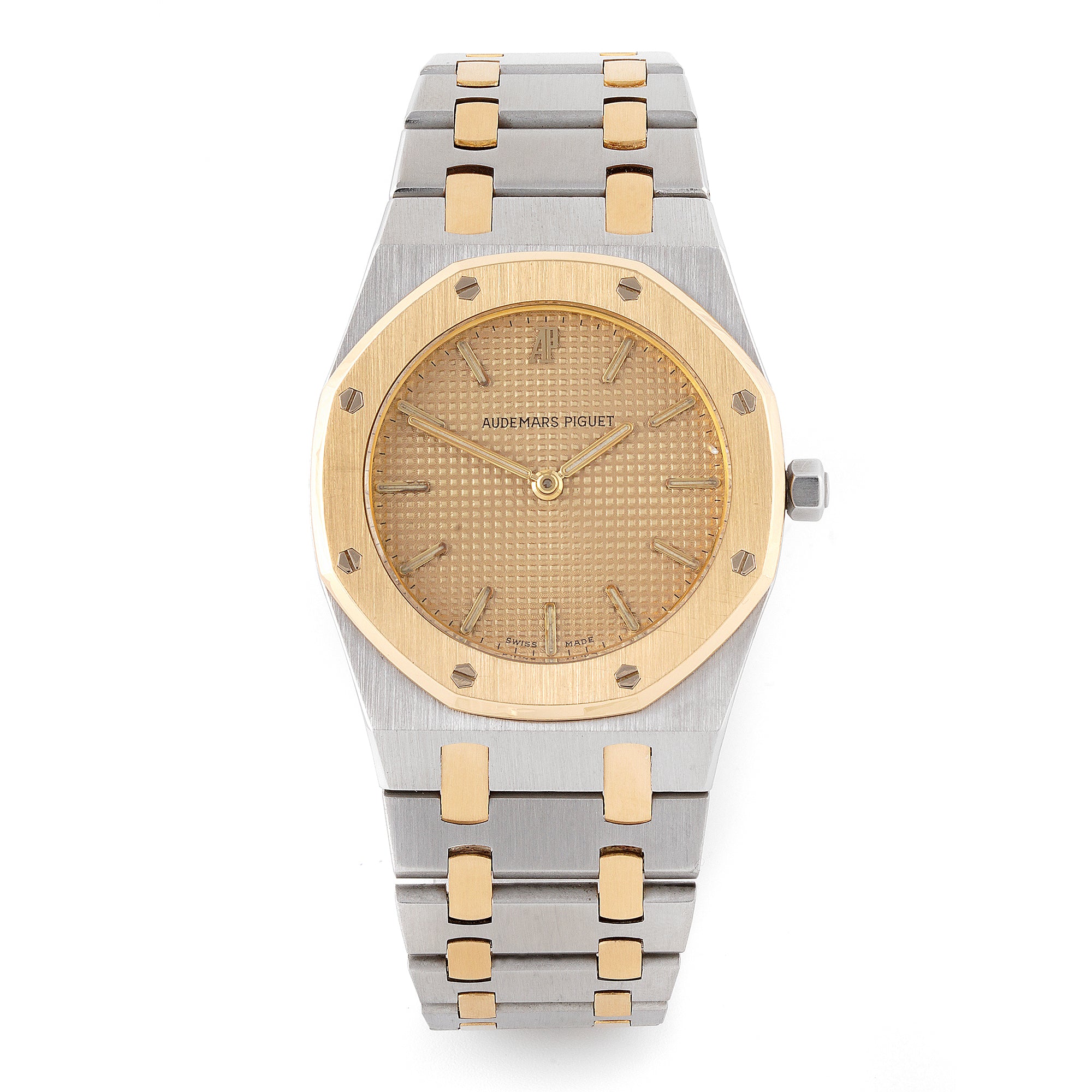 Audemars Piguet Royal Oak 33mm Stainless Steel & Yellow Gold 56303SA Champagne Dial | Stick hour markers, Octagonal bezel