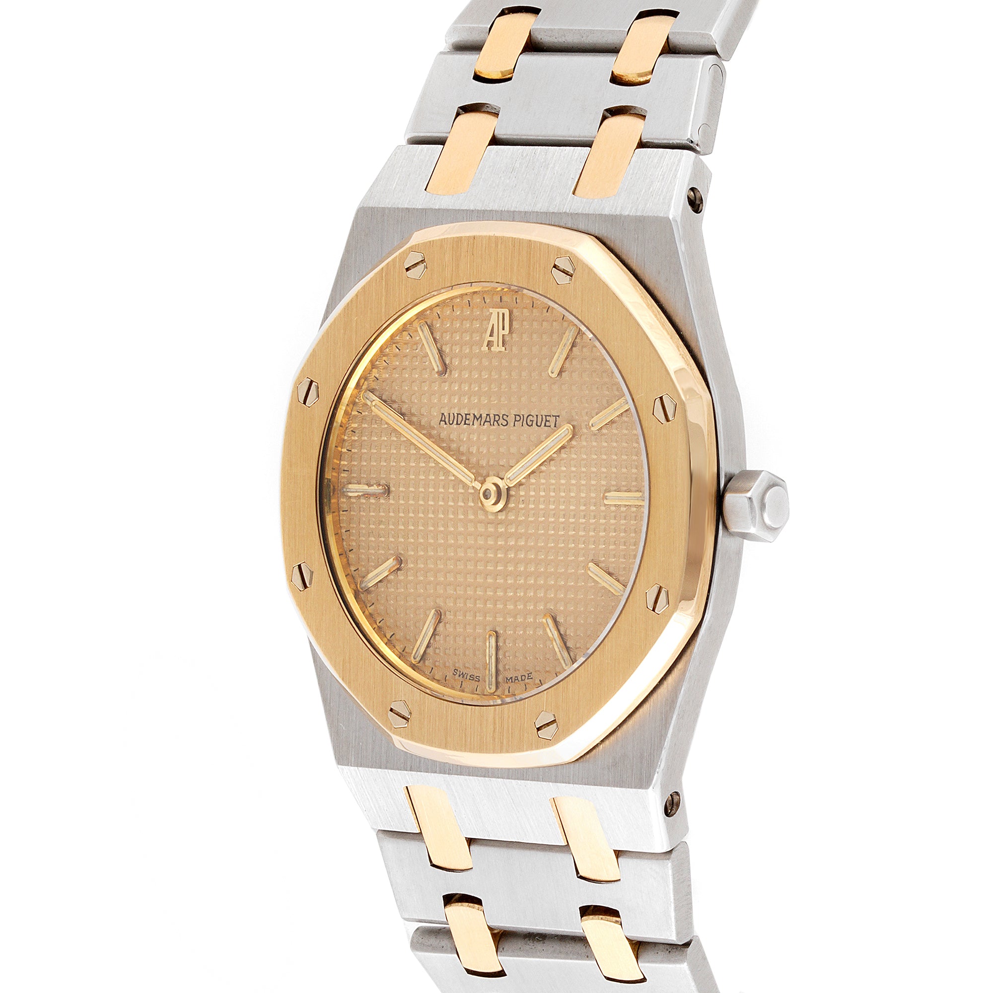 Audemars Piguet Royal Oak 33mm Stainless Steel & Yellow Gold 56303SA Champagne Dial | Stick hour markers, Octagonal bezel