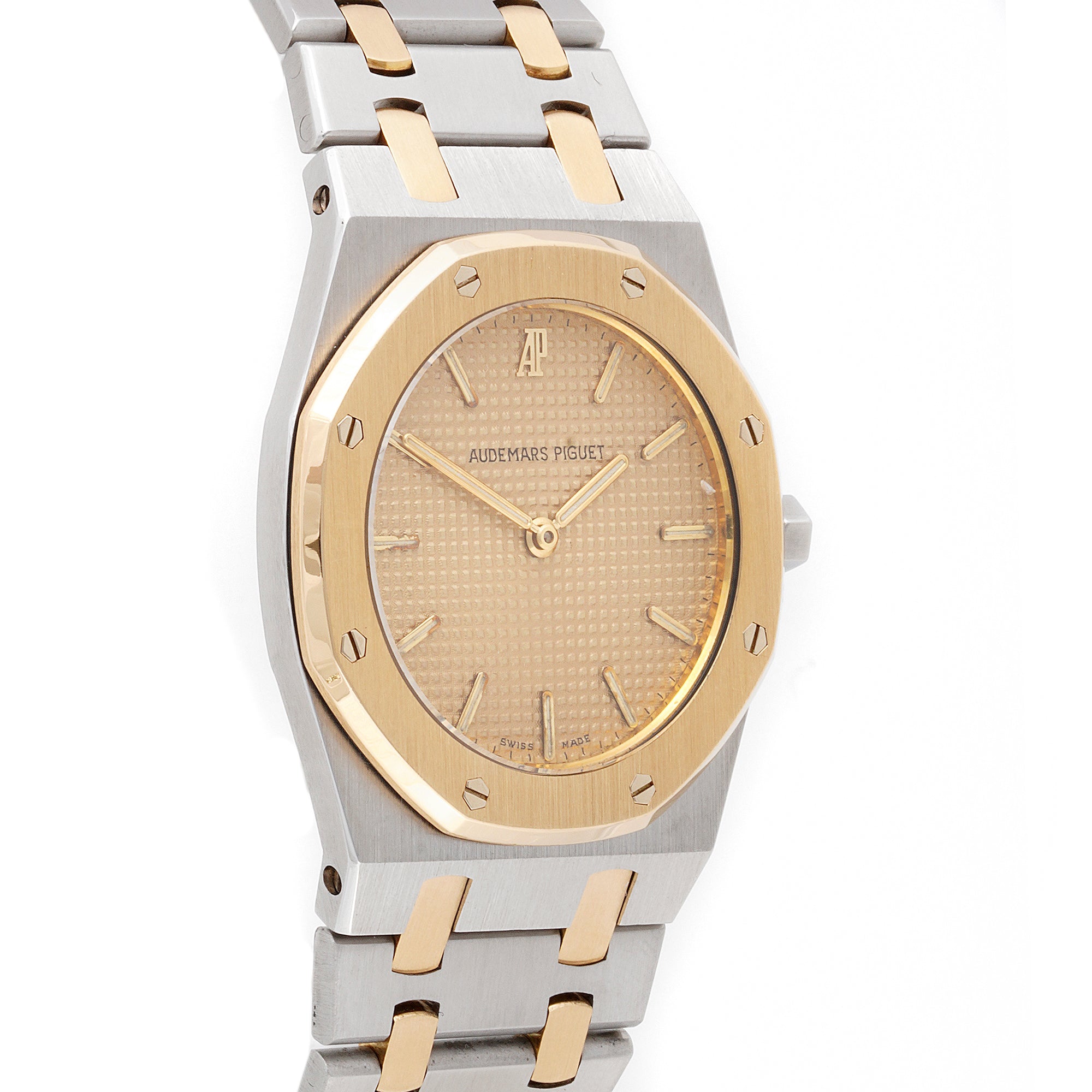 Audemars Piguet Royal Oak 33mm Stainless Steel & Yellow Gold 56303SA Champagne Dial | Stick hour markers, Octagonal bezel