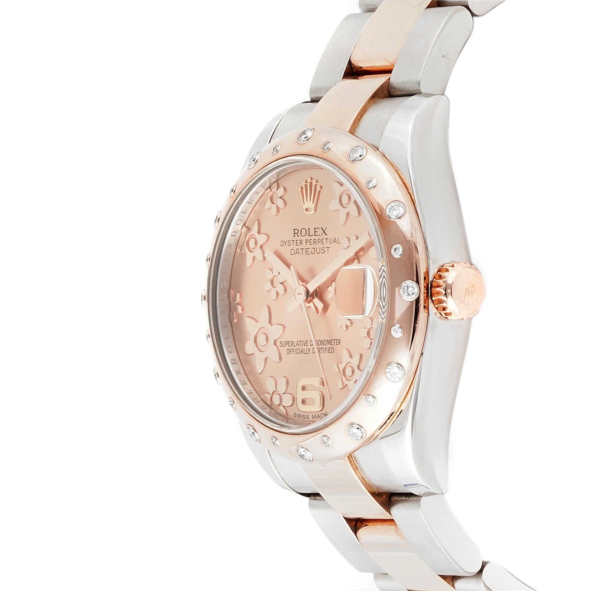 Rolex Datejust 31mm Stainless Steel & Rose Gold 178341 Pink Floral Dial |  Scatter Diamond