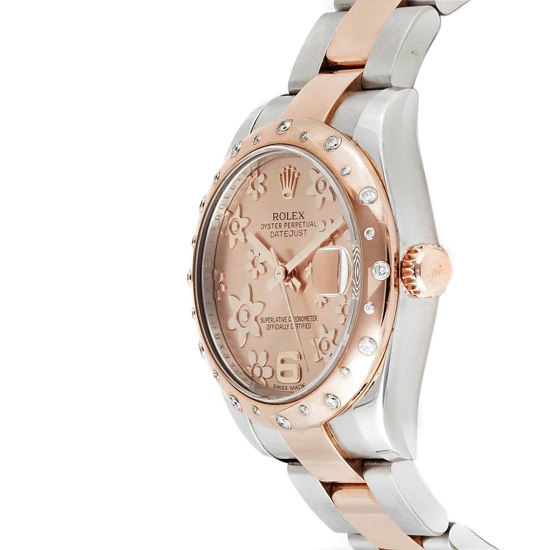 Rolex Datejust 31mm Stainless Steel & Rose Gold 178341 Pink Floral Dial |  Scatter Diamond